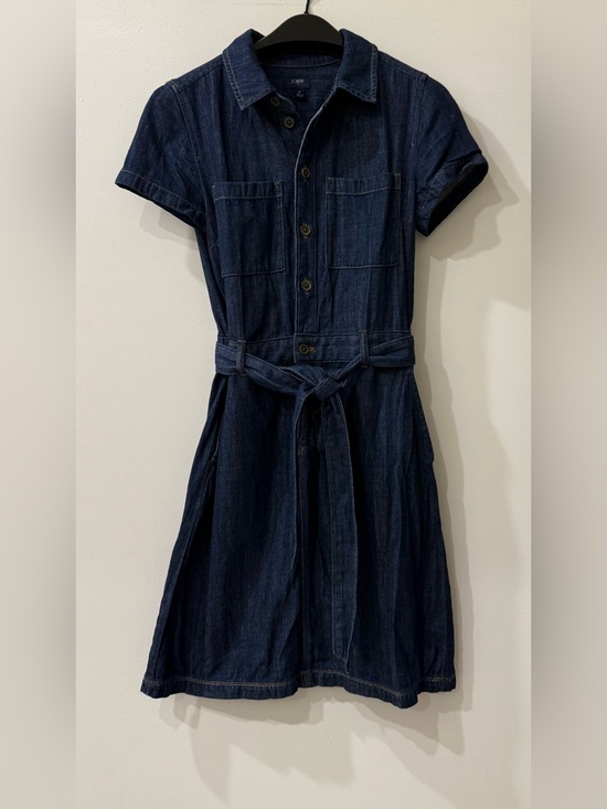 J. Crew Dresses & Skirts - J.Crew | Dark Wash Denim Shirt Dress | Tie Waist | Button Front | Size 0